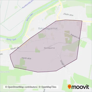 Volánbusz Zrt. Balassagyarmat coverage area map
