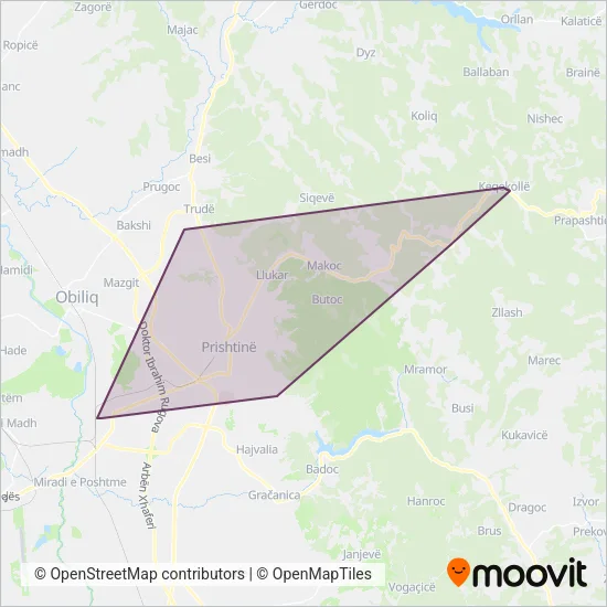 Municipality Prishtina coverage area map