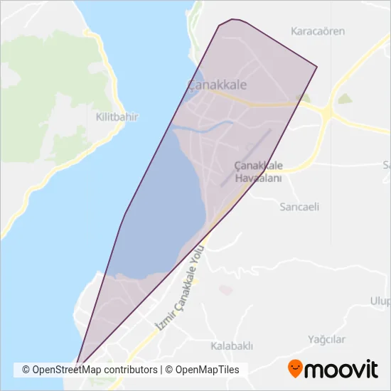 Çanakkale Büyükşehir Belediyesi coverage area map