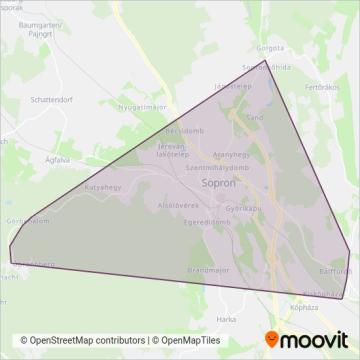 Volánbusz Zrt. Sopron coverage area map