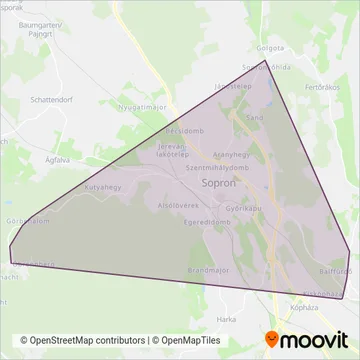 Volánbusz Zrt. Sopron coverage area map