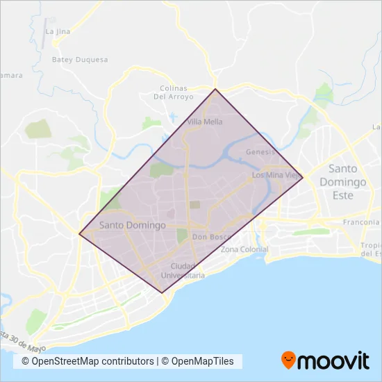 Metro de Santo Domingo coverage area map