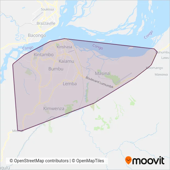 Carte de la zone de couverture de Transco