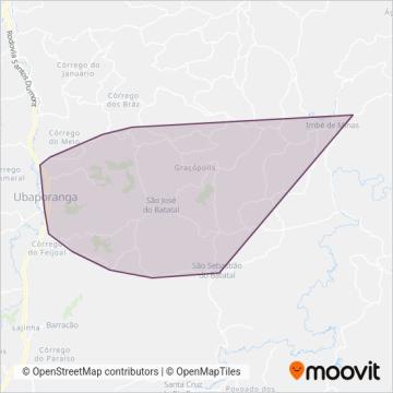 Mapa da área de cobertura da Viação Itamarati