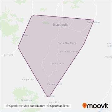 Mapa da área de cobertura da Viação São Caetano