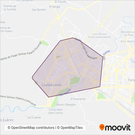 TRANSPORTES DEL NAZAS coverage area map