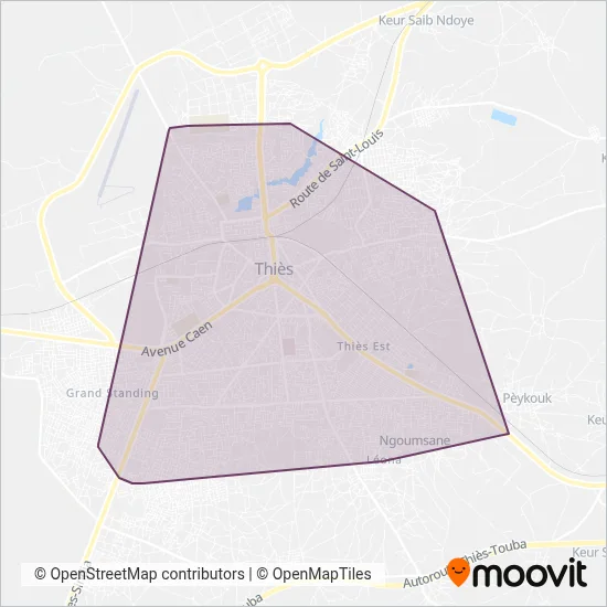 Bus TATA Thiés coverage area map