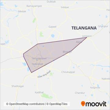 Hyderabad Suburban Rail coverage area map