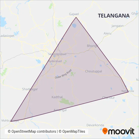 TSRTC bus coverage area map
