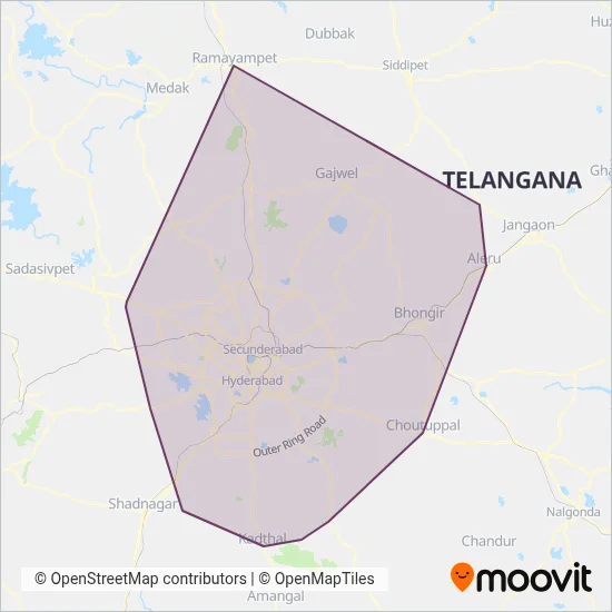 TSRTC coverage area map