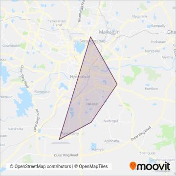 TSRTC Airport Bus coverage area map