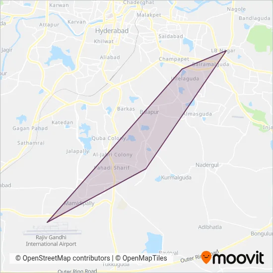 TSRTC Airport Bus coverage area map