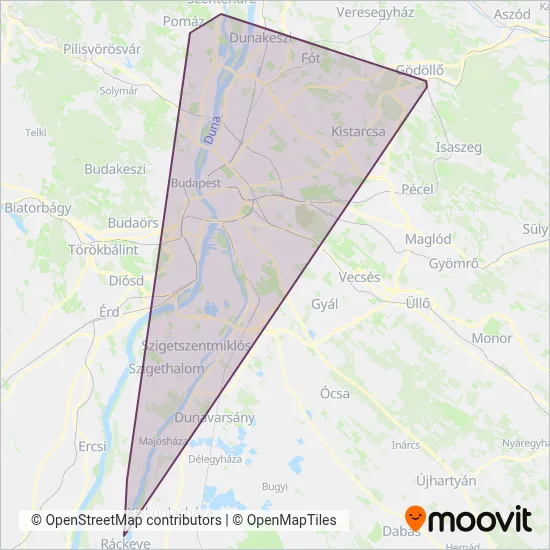 MÁV Személyszállítási Zrt. - HÉV coverage area map