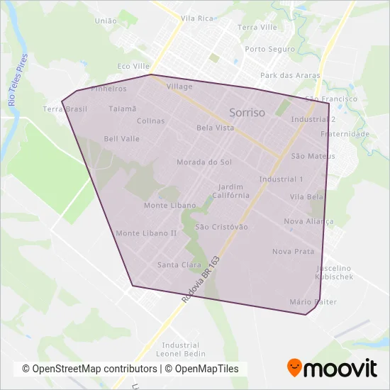 Viação Sorriso coverage area map