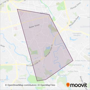 UGA Bus coverage area map