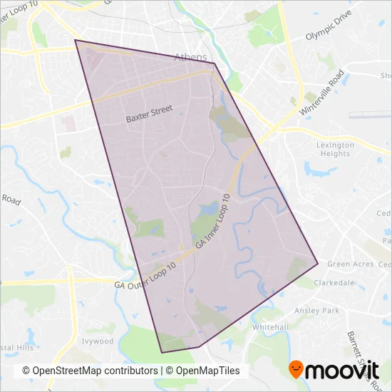 UGA Bus coverage area map