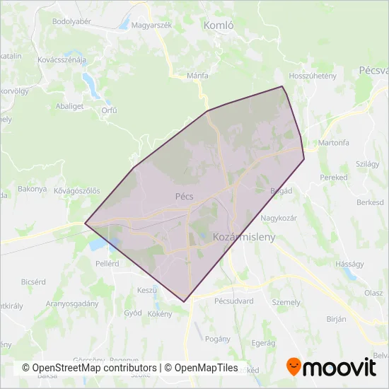 Tüke Busz Zrt. coverage area map