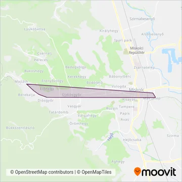 MVK Zrt. (Miskolc) - Tram coverage area map