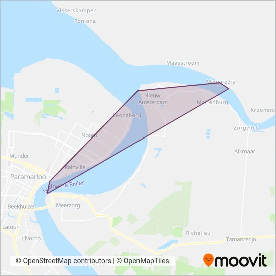 Suriname Ferry coverage area map