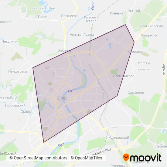 Oryol Trolleybus coverage area map