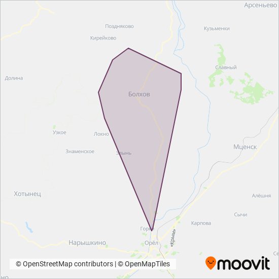 Болхов и район coverage area map