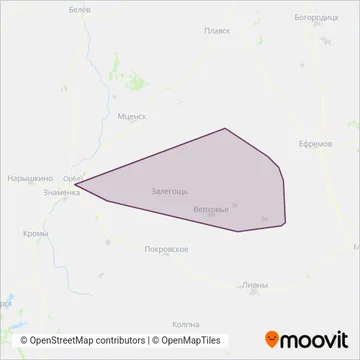 Маршруты северо-востока Орловщины coverage area map