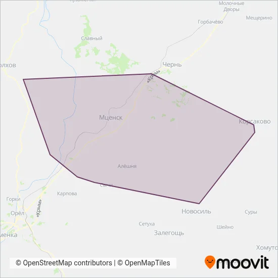 Mtsensk and District coverage area map
