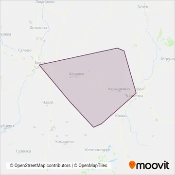 Маршруты запада Орловщины coverage area map