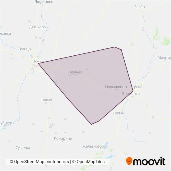 Routes of Western Oryol Region coverage area map