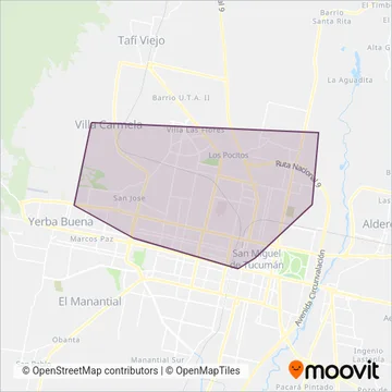 Transportes Asociados U.T.E. coverage area map