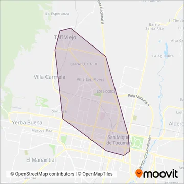 Tafi Viejo Bus U.T.E. coverage area map