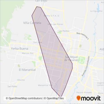Mapa del área de cobertura de TCP Tucman U.T.E.