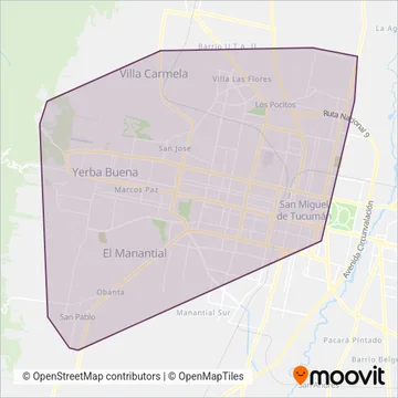 Mapa del área de cobertura de El Ceibo S.R.L.