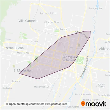 Mapa del área de cobertura de Cerro Pozo U.T.E.