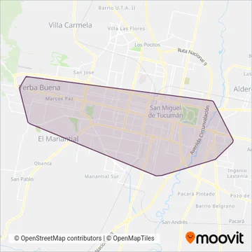 Mapa del área de cobertura de El Corcel S.A.