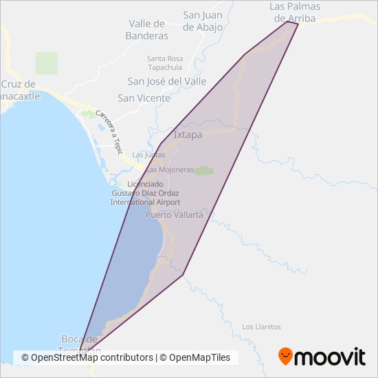 Mapa del área de cobertura de Mi Transporte - Complementarias