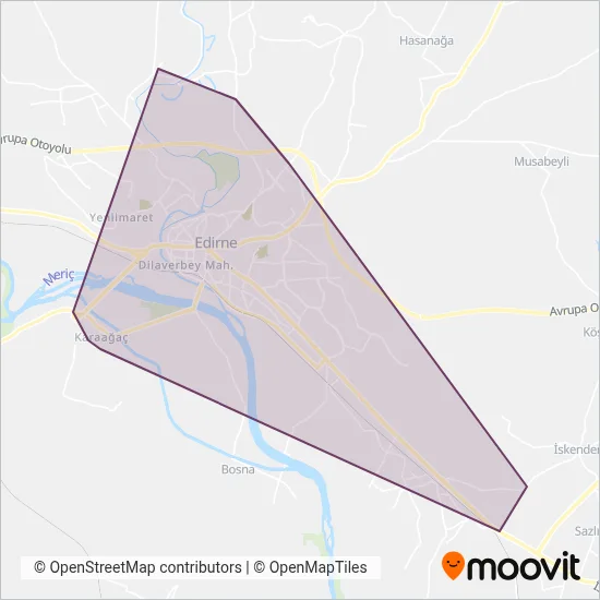 Edirne Ulaşım coverage area map