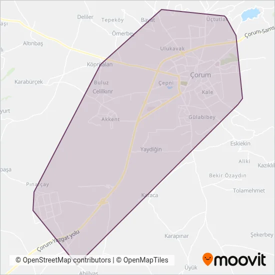 Çorum Belediyesi coverage area map