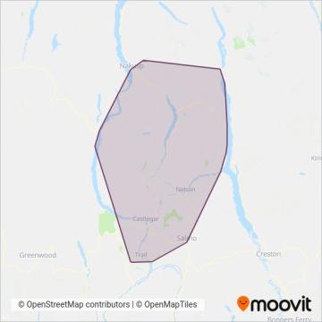 BC Transit - West Kootenay Transit coverage area map