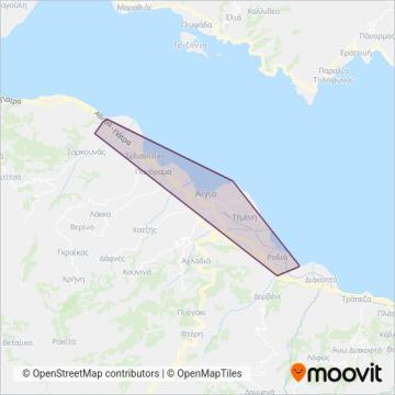Αστικό ΚΤΕΛ Αιγίου χάρτης κάλυψης περιοχής