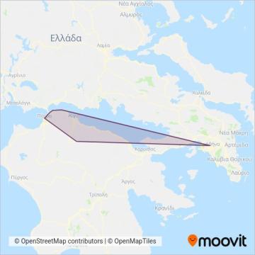 Υπεραστικό ΚΤΕΛ Ν. Αχαΐας χάρτης κάλυψης περιοχής