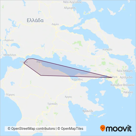 Achaia Intercity KTEL coverage area map