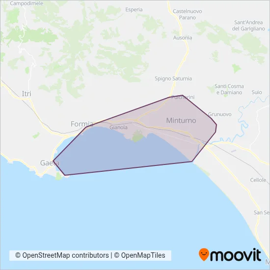 Area coperta dal servizio di Autoservizi Riccitelli