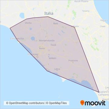 Area coperta dal servizio di Trenitalia