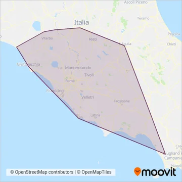 Trenitalia (Rail) coverage area map