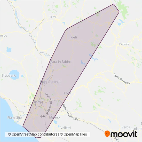 Area coperta dal servizio di Autolinee Troiani