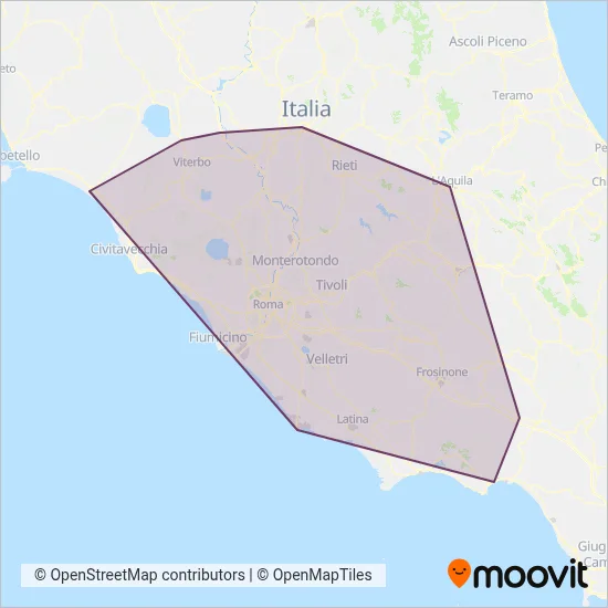 Area coperta dal servizio di Trenitalia (Bus)