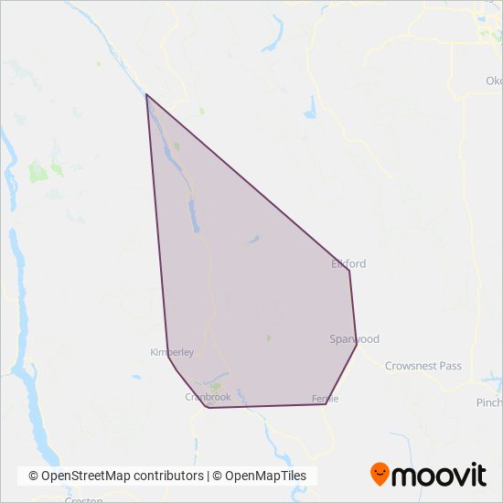 BC Transit - Cranbrook Transit System coverage area map