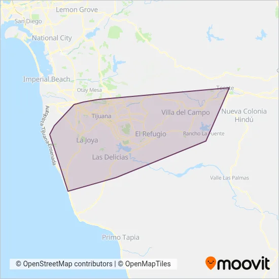 Taxis coverage area map