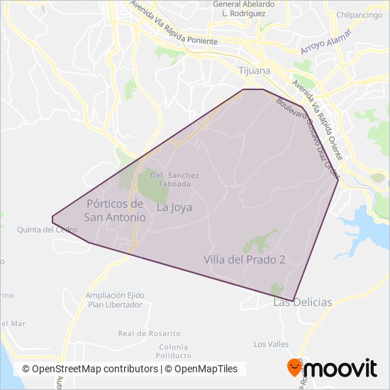 Mapa del área de cobertura de Altisa (Autotransportes Libres de Tijuana S.A de C.V.)